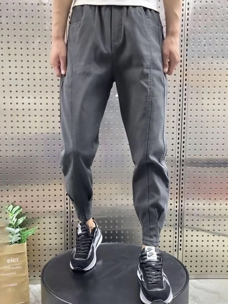 

Брюки Slim Grey Joggers Спортивные штаны для мужчин Однотонные Harajuku Модные элегантные предложения Крутые ретро осенне-зимние мужские спортивные штаны Y2k