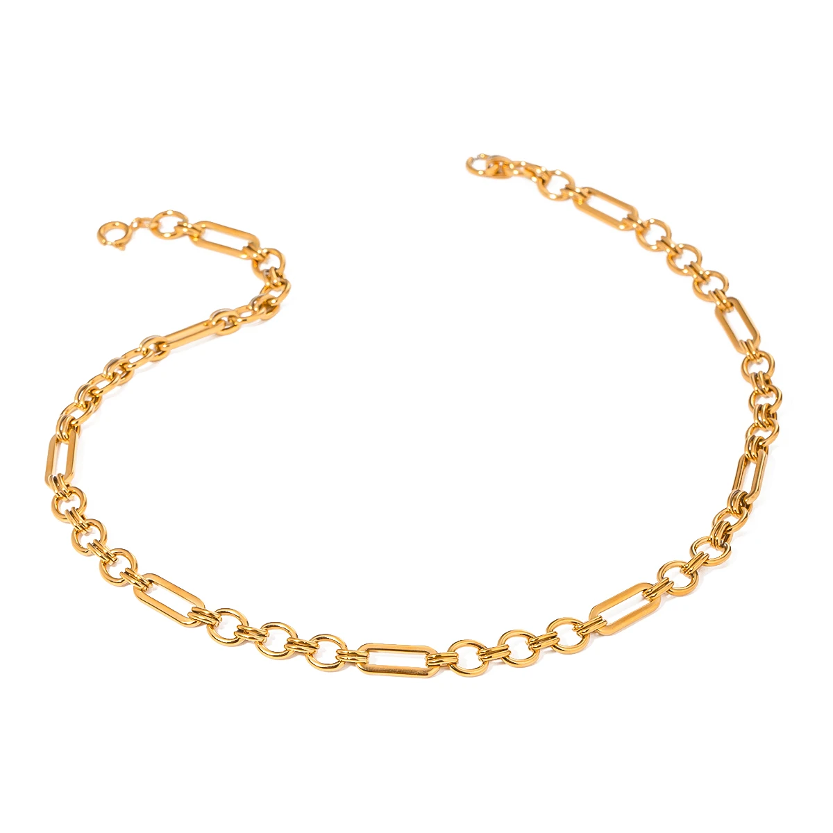 Minimalist 18k Gold Plated Light Cozy Paperclip Clasp Necklace Chain ​Women Charming Stainless Steel Waterproof Jewelry