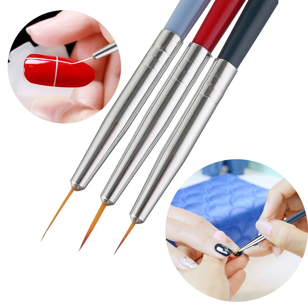 

3Pcs/Set Nail Art Liner Painting Pen Acrylic UV Gel Brushes DIY Drawing French Design 3D Tips Makeup Professionals Manicure Tool