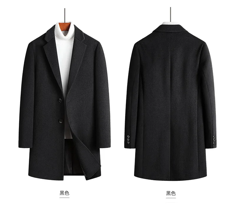 Sheep Wool Jacket Blends Men Coats Single Breasted Cardigan Outerwear Spliced Turn Down Collar Long Sleeve Solid Casual 2005