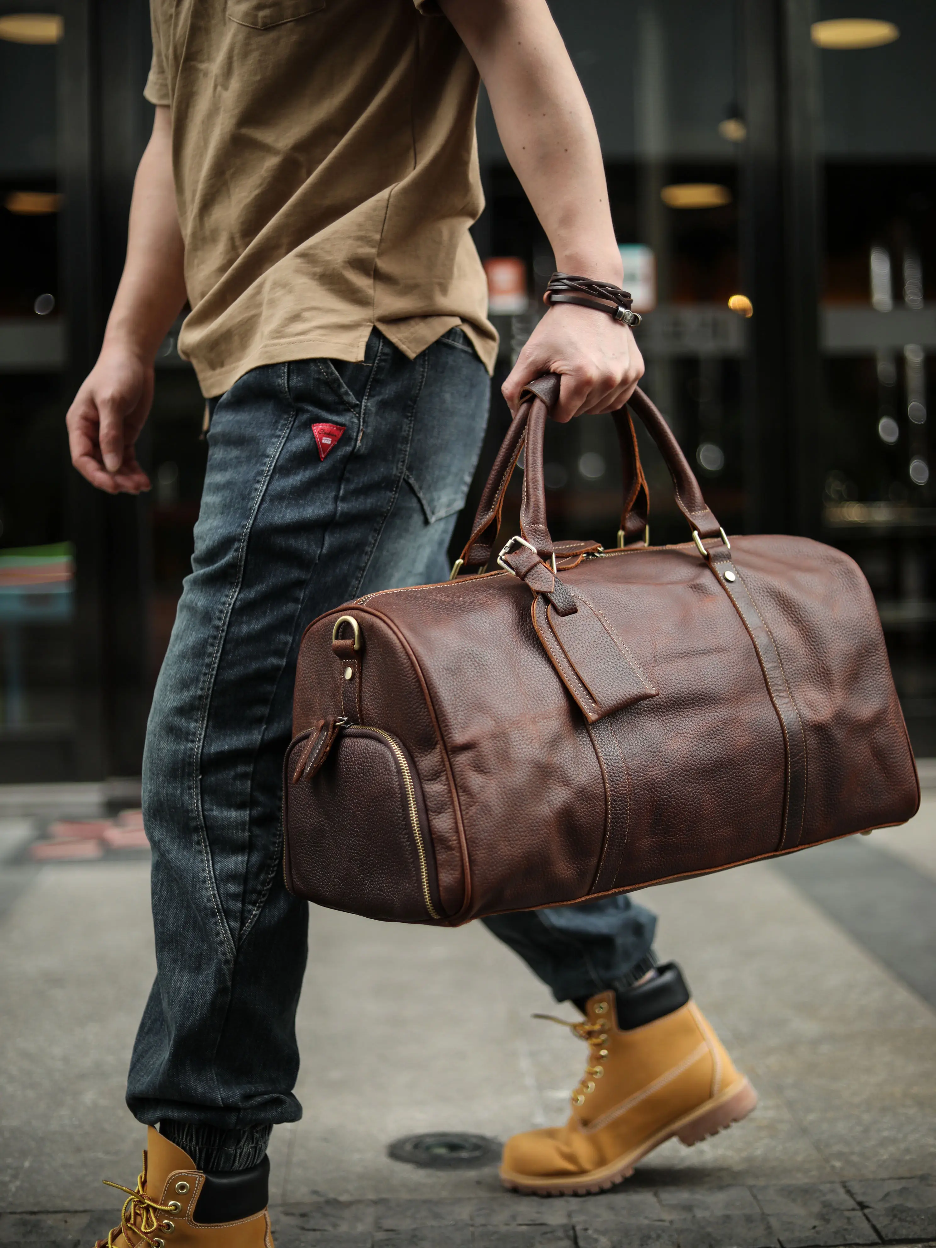 Organizers designers handmade crazy horse cowhide men's travel bag weekend fitness bags genuine leather large-capacity handbag