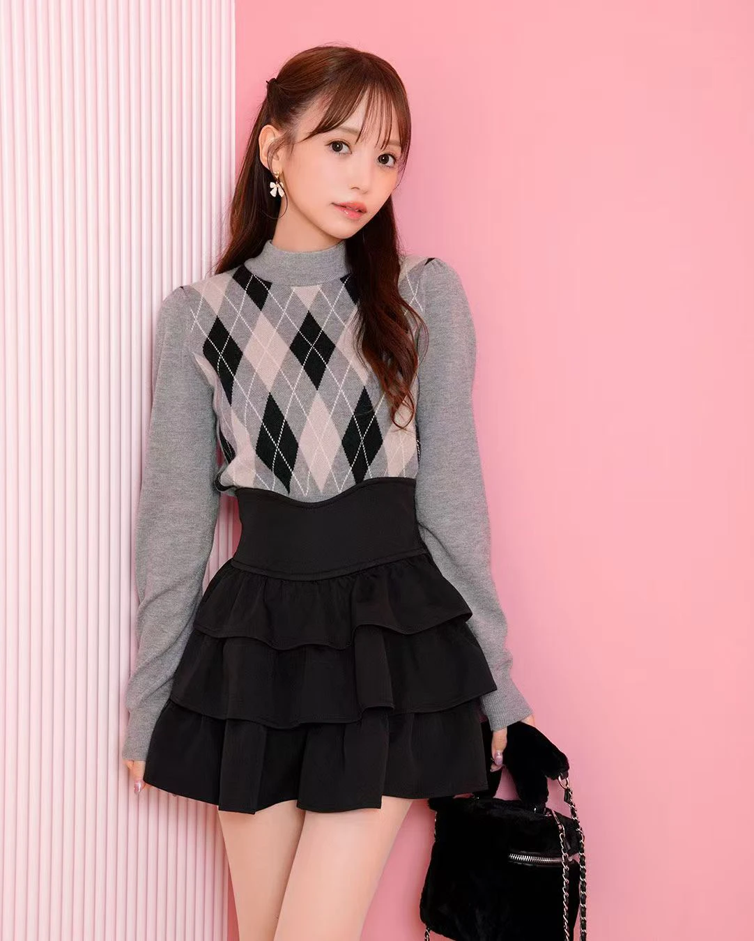 

Bla Tee-Layered aron Cake Skirt with Beautiful Legs Design Large Skirt Hemline High Waist ort Pure Color Commute Sle