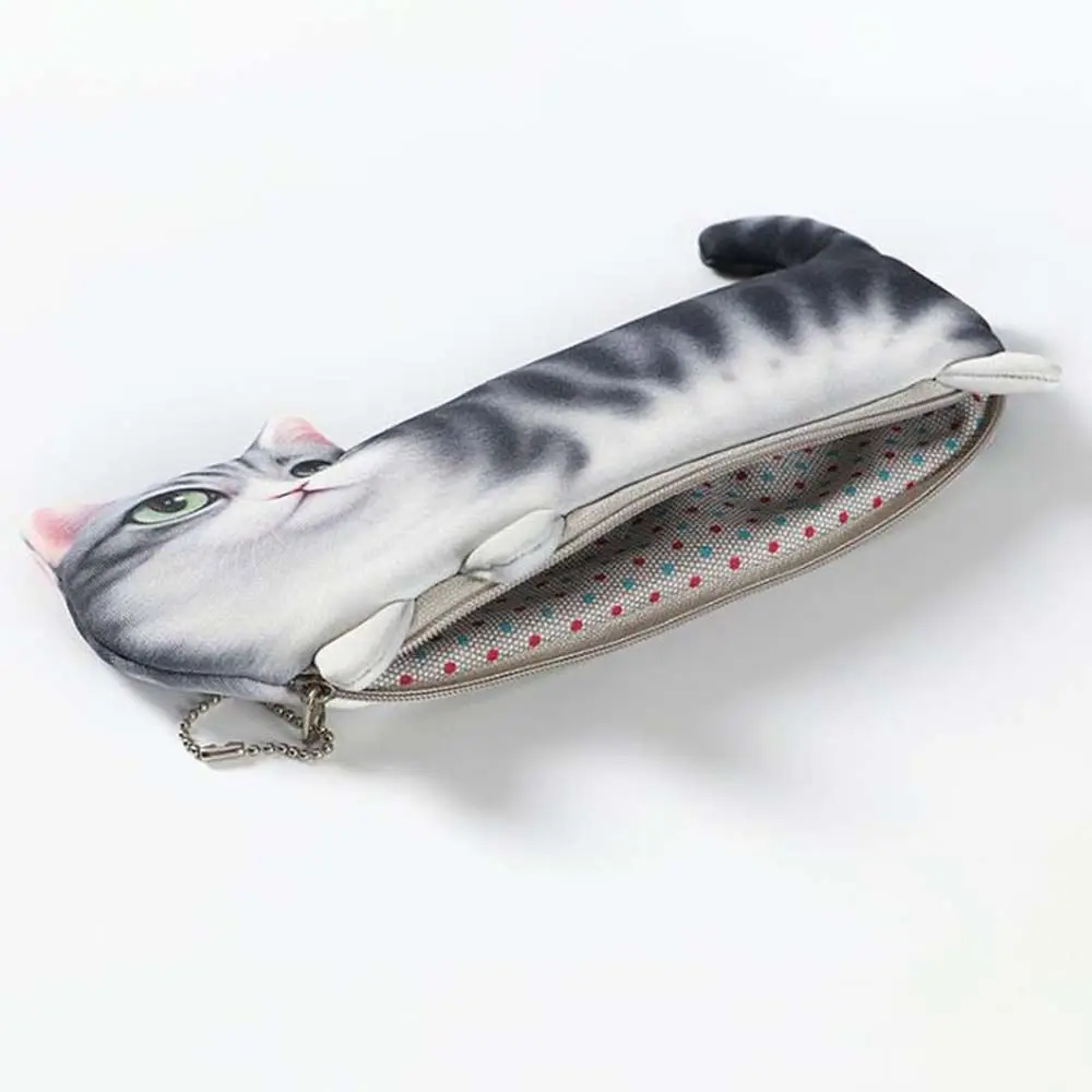 Kawaii Novelty Pencil Box Stationery Pencil Pouch School Supplies Storage Organizer Pencil Case Simulation Cartoon Cat Pen Bag