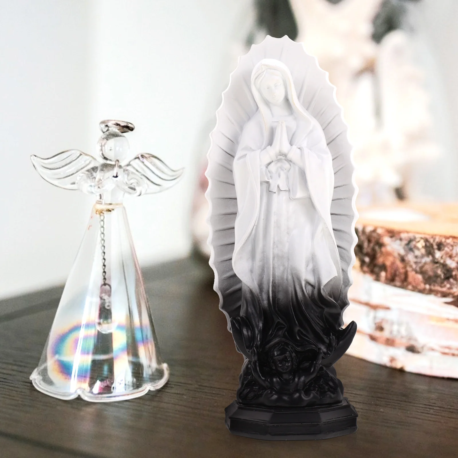

Resin Virgin Mary Statue Compact Size Religious Desktop Decoration Catholic Sculpture Home Decor Mary Statue Resin Craft Decor