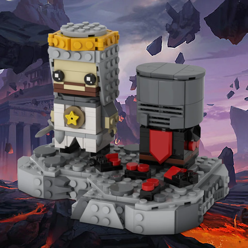 Gobricks MOC Black Knighteds Duel Brickheadzs Building Blocks Model Game character Bricks diy Assembled Toy Children Gift