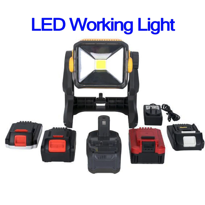 Newest LED working light lamp For Makita For Ryobi For Black&Decker For DeWalt 18V 20V Li-ion Battery Supply Free shipping