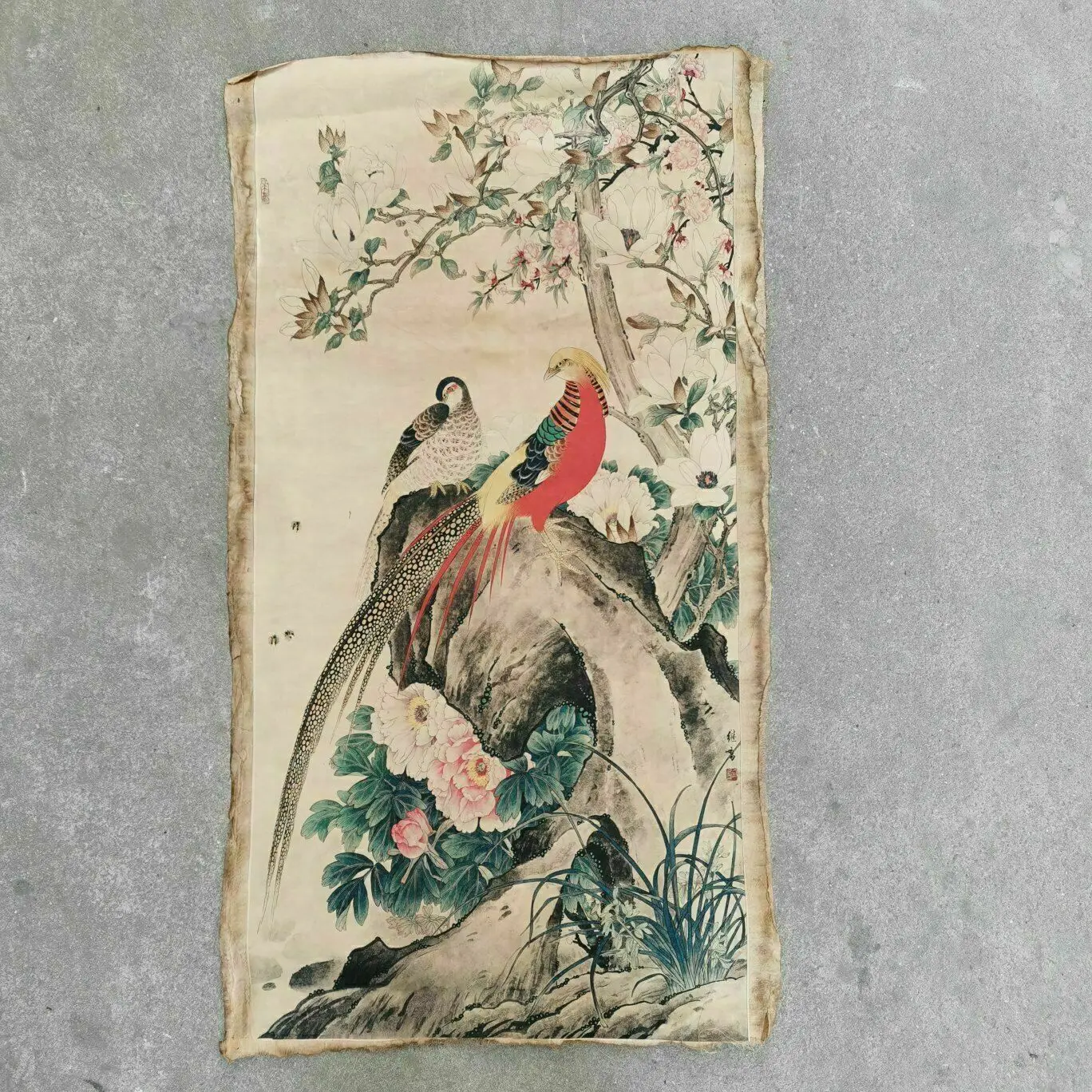 

Chinese Old Scroll Yu Jigao - Rich and noble Painting Rice Paper Painting Slice