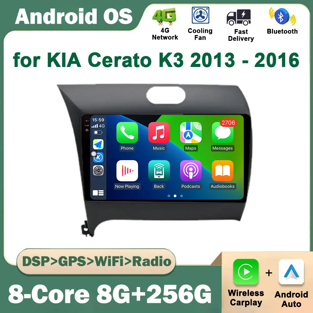 

Android OS 9 inch for KIA Cerato K3 2013 - 2016 Car Radio Multimedia Player GPS Navigation DSP Autoradio BT 4G Auto Accessories