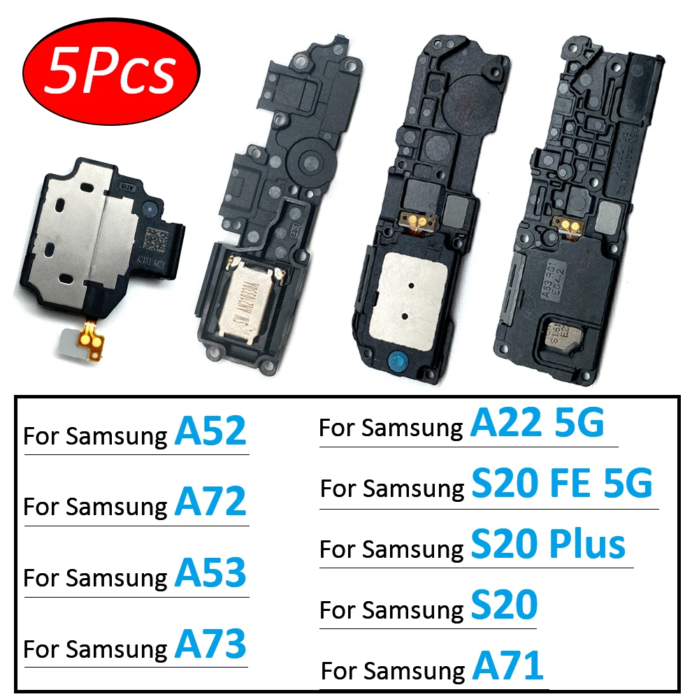 5Pcs，Loudspeaker For Samsung A71 A53 A73 S20 Plus A52 A72 A22 S20 FE 5G Loudspeaker Buzzer Music Ringer Flex Cable Replacement