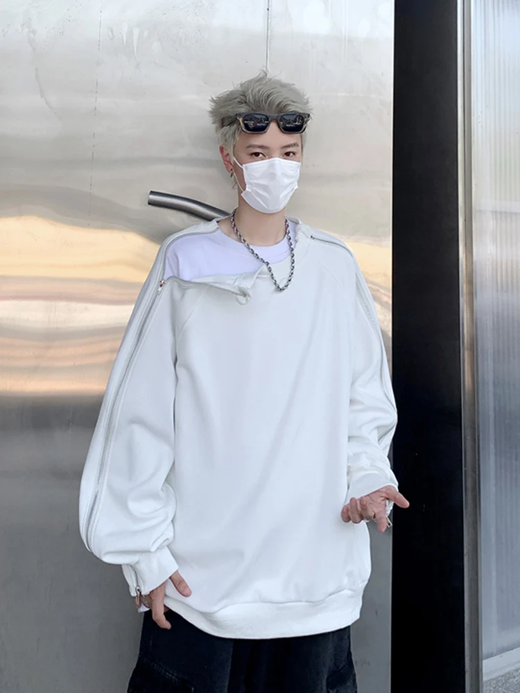 

Мужская толстовка на молнии в американском стиле, осенний модный дизайн, уличный стиль, крутой хип-хоп, длинный рукав, круглый вырез, повседневный свободный крой