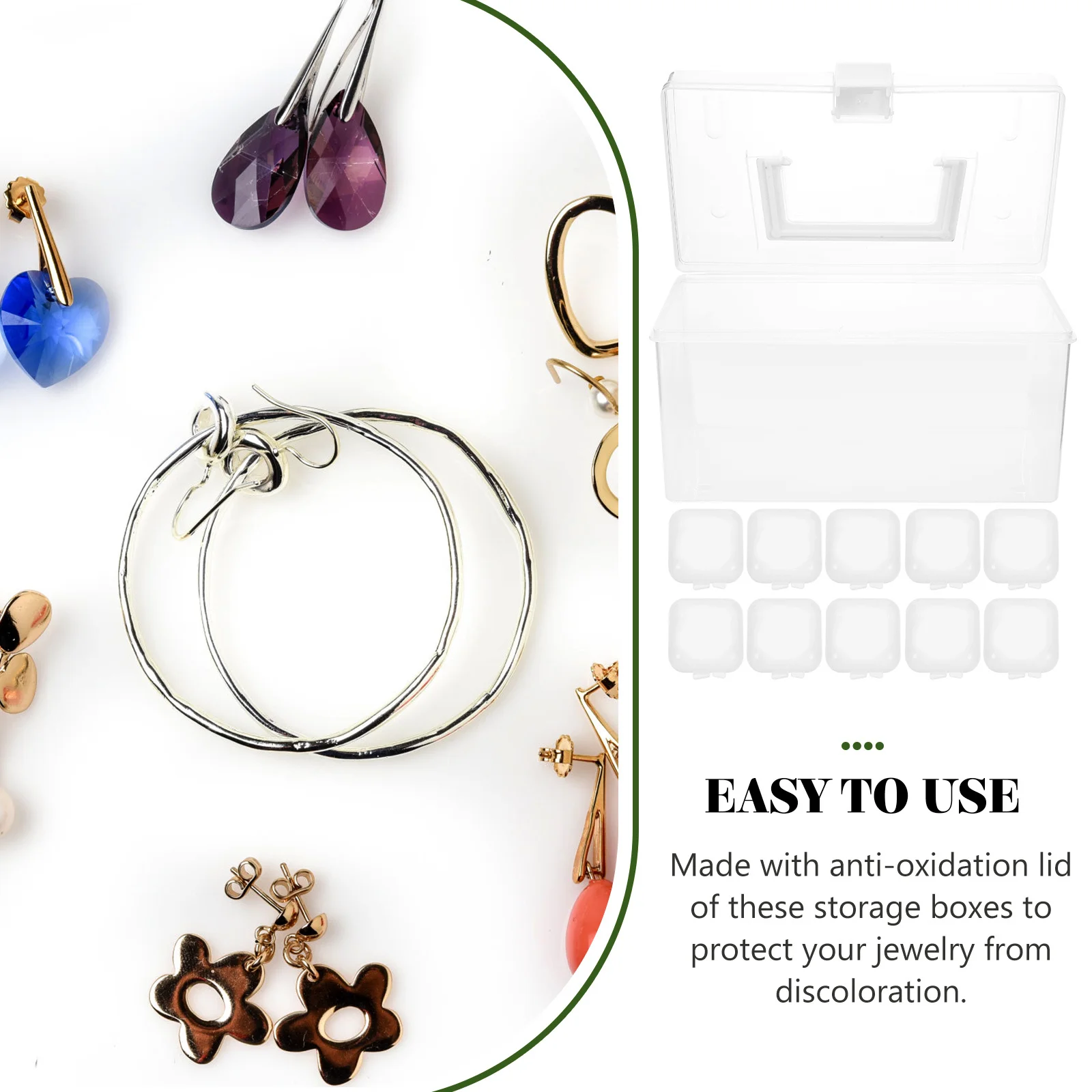 

1Set Clear Mini Jewelry Storage Box Portable Organizer for Earrings Rings Rhinestones Travel Carry Small Organizer Boxes