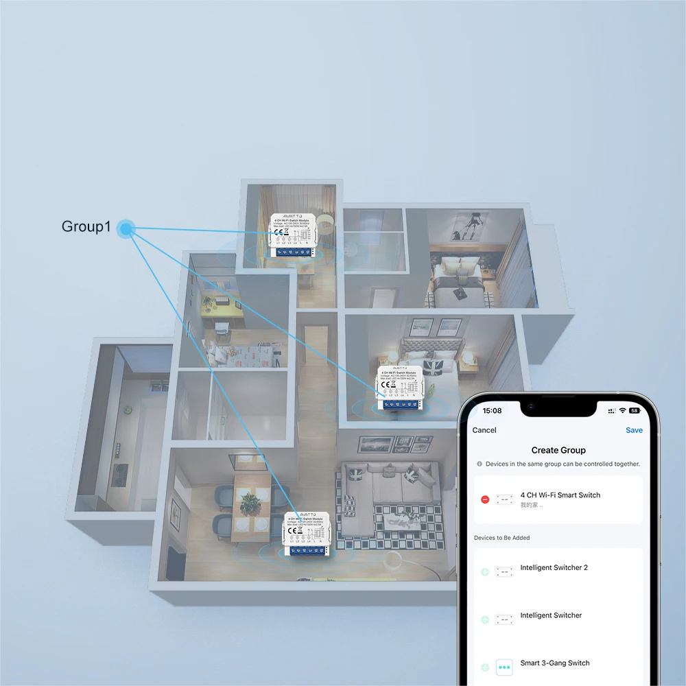 AVATTO WiFi Smart Light Switch Modul, 1/2/3/4-fach DIY-Schalter, Neutralleitersteuerung, kompatibel mit Tuya, Alexa, Google Home – Detail 10