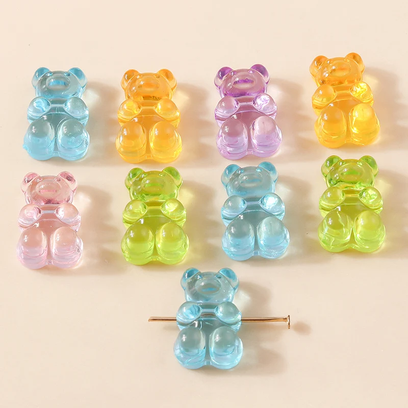 20pcs 11*18mm Cute Candy Color Gummy Bear Charms for DIY Earring Bracelet Necklace Pendant Women Kids Jewelry Making Accessories