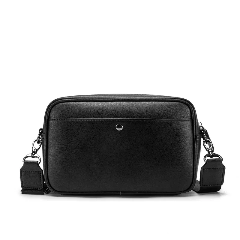 Fashion PU Leather Men\'s Crossbody Bag Business Men Shoulder Bags Solid Black Messenger Bag Male Short Trip Sling Bag Handbag