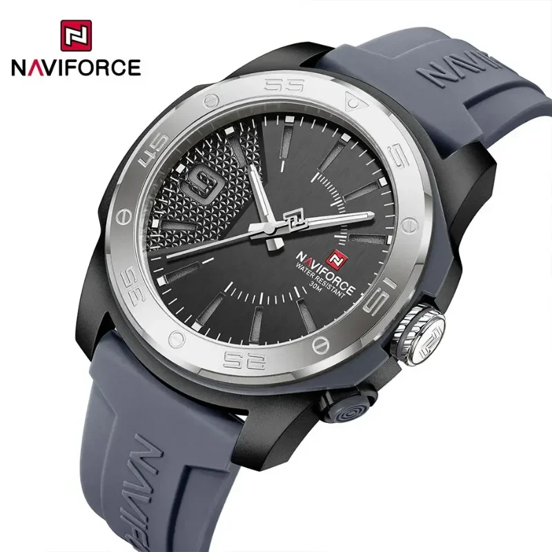 NAVIFORCE 7112 العصرية ساعة رجالي كوارتز ساعات المعصم الرياضة سيليكون حزام مضيئة مقاوم للماء ساعات للرجال Relogios Masculino