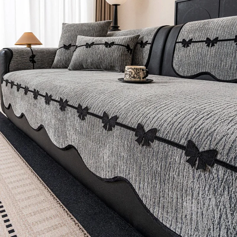 Chenille Sofa Cushion Fixed Anti Slip Sofa Cushion Dust Proof Sofa Cover One-piece Anti-scraping Wear-resistant Decoration