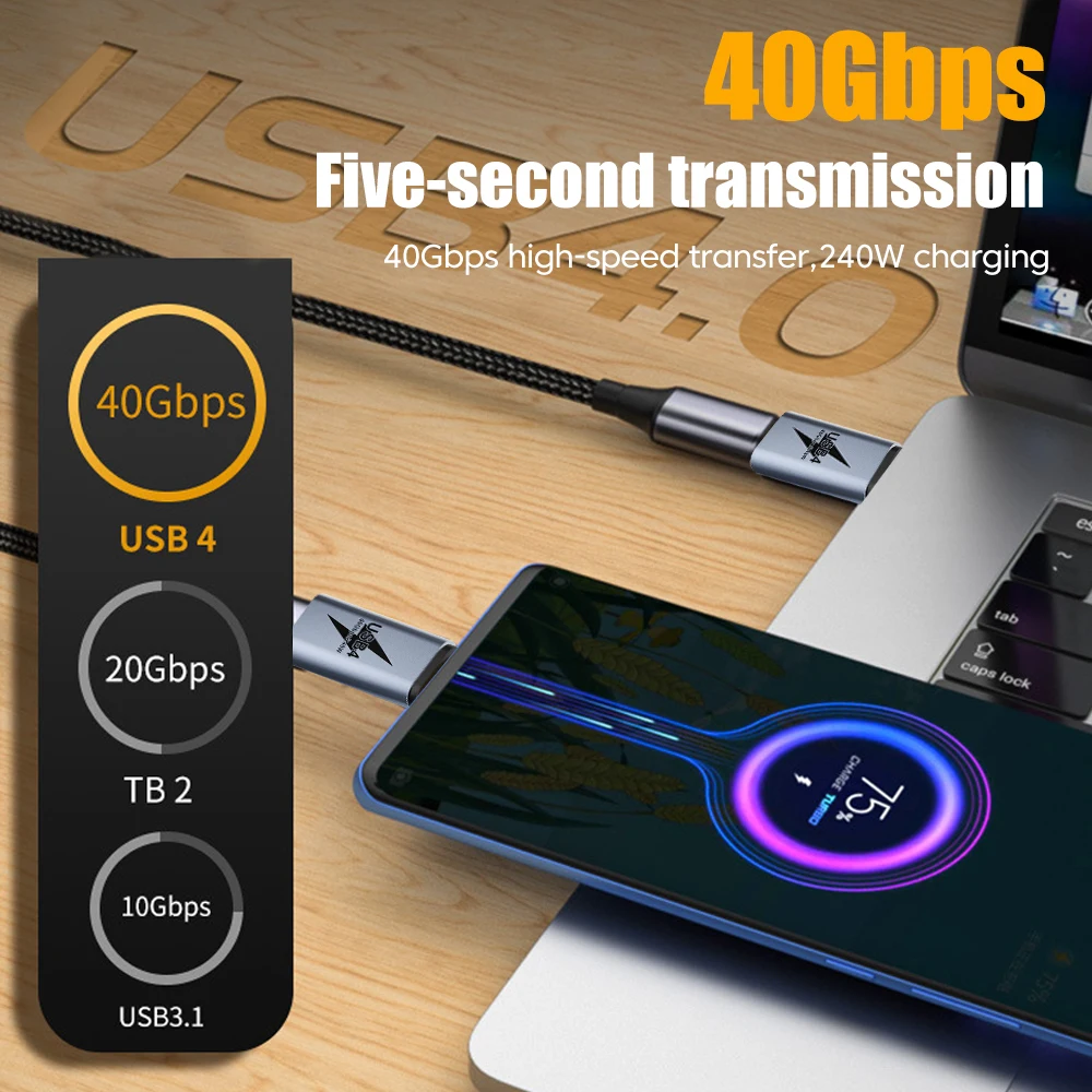 PD 240W For iphone 15/16 Samsung Tablet Notebook Charging USB to Type C Adapter Compatible 40Gbps Transmission 8k Projection