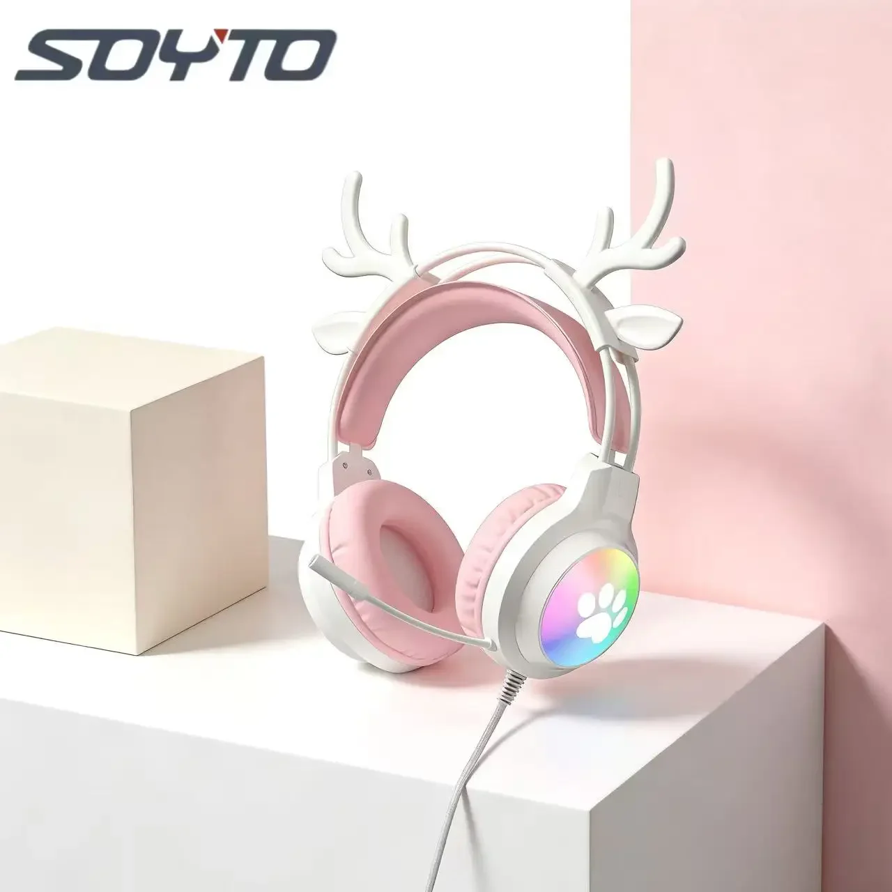

Игровая гарнитура SOYTO Deer Ear: полноразмерные наушники с микрофоном для прямых трансляций, глубокие басы, шумоподавление, универсальные для ПК и ноутбуков