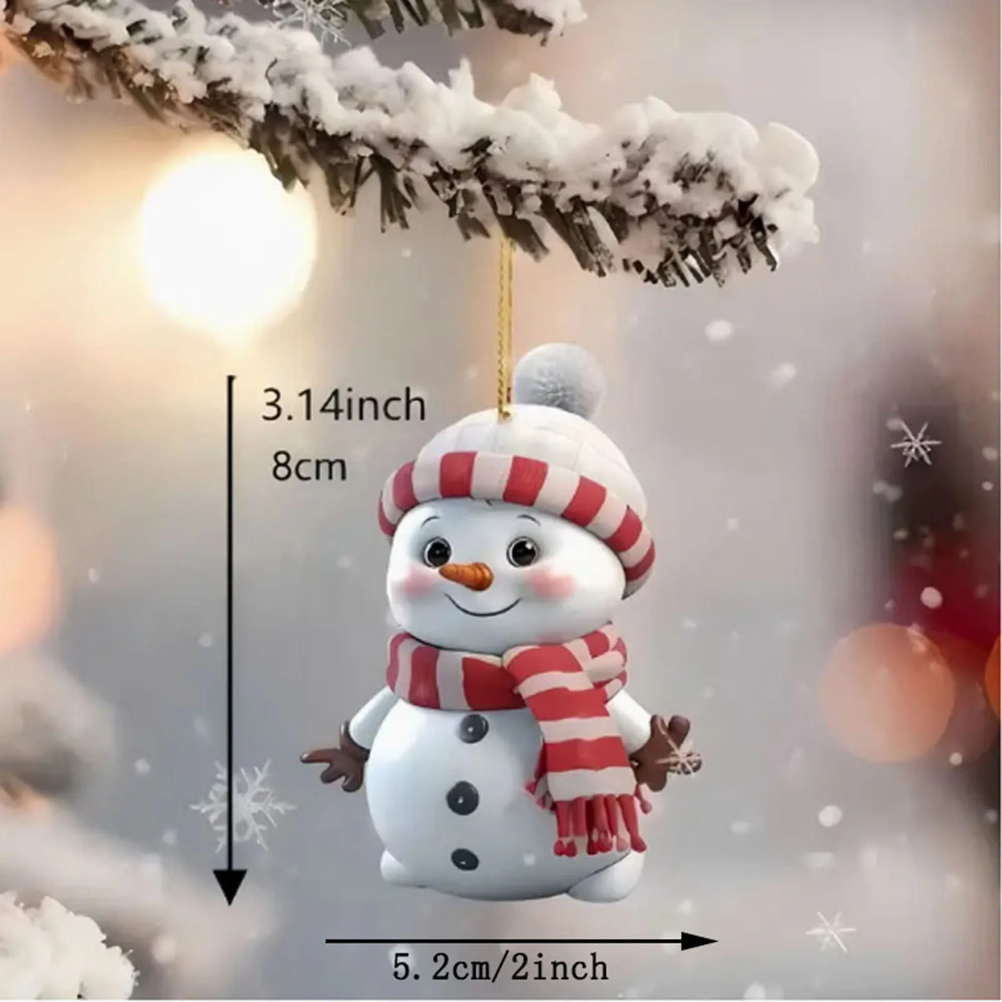 10 Stück/5 Stück Weihnachts-Autospiegel-Ornamente - Schneemann Acryl-Hängedekorationen für Baum, Weihnachtsdekoration – Detail 1