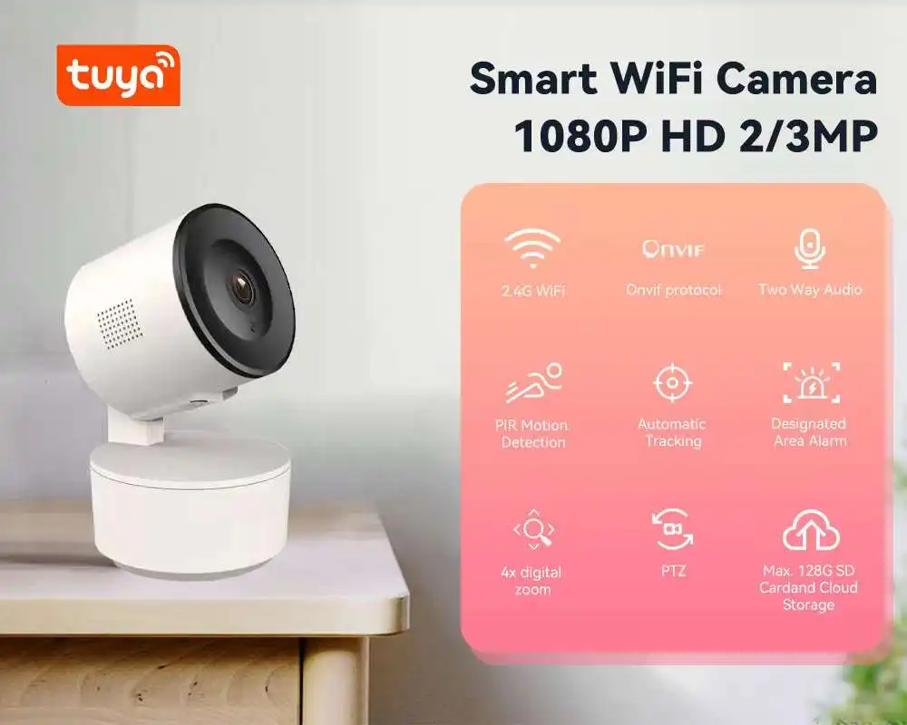 3MP 1296P Tuya APP Wireless PTZ IP Dome Camera AI Humanoid Detection Home Security CCTV Intercom Baby Monitor