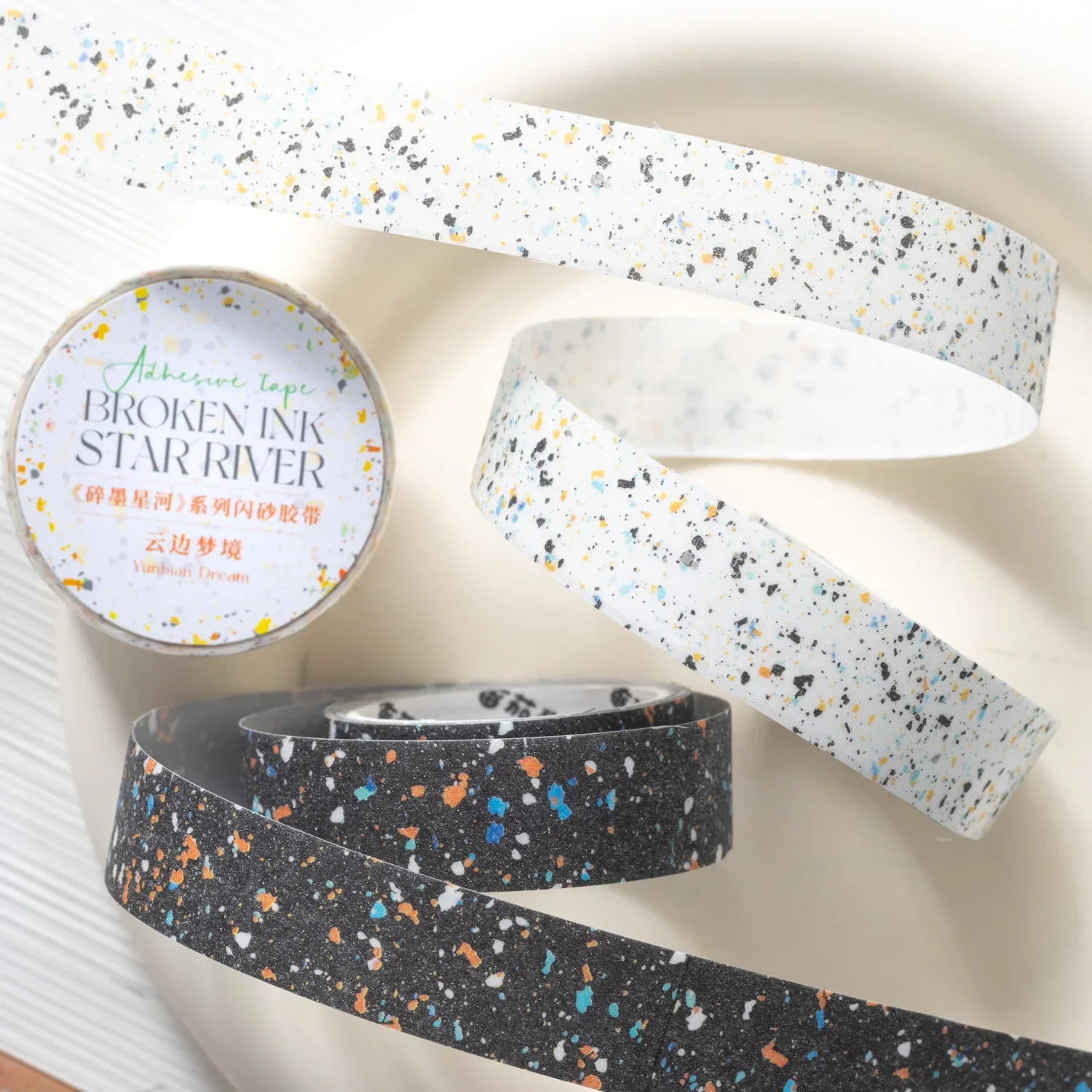 15mm*200cm The Broken Ink River Series Vintage Flash Sand Landscaping Washi Tape Creative Journal Material Collage Stationery