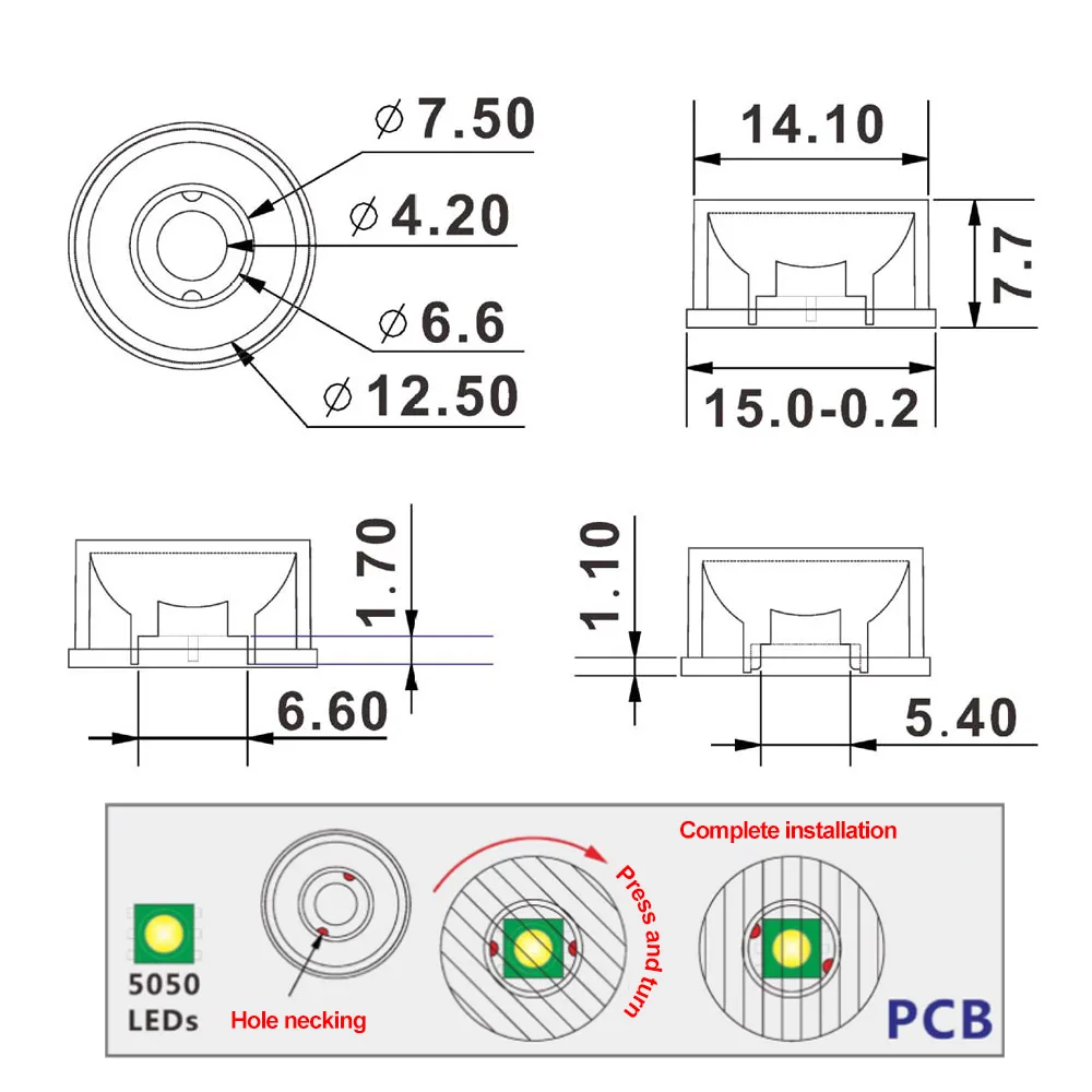 10pcs LED Lens 15mm 5050 T6 Optical PMMA Reflector Collimator Striped Bead Surface Lenses 30° 60° 10*60° Degree For L2 5050RGBW