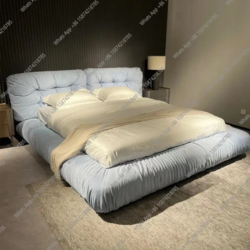 

A69 Nordic Simple Design Bed Aesthetics Modern Frame Wedding Confortable Bed Fashionable Small Family Cama De Casal Nordic Furni