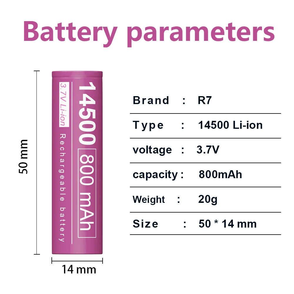 R7 800mAh AA 3.7V 14500 akumulator litowy wielokrotnego ładowania litowo-jonowa do latarki zdalnie sterowana mysz golarka z zegarem