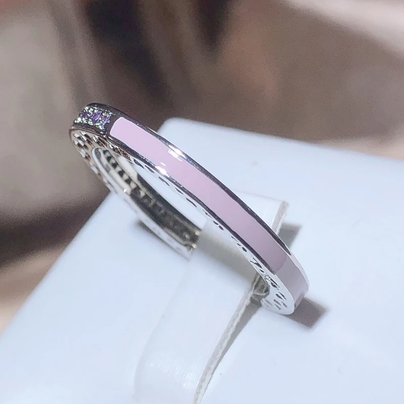 Elegant And Exquisite Light Purple Drip Enamel Ring For Women 925 Stamp Purple Zirconia Party Birthday Jewelry Gift