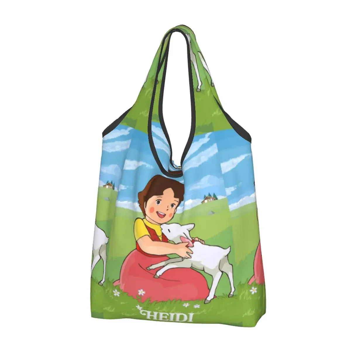 Reusable Heidi The Girl Of The Alps Shopping Bags for Groceries Foldable Funny Grocery Bags Washable Sturdy Large Tote Bags