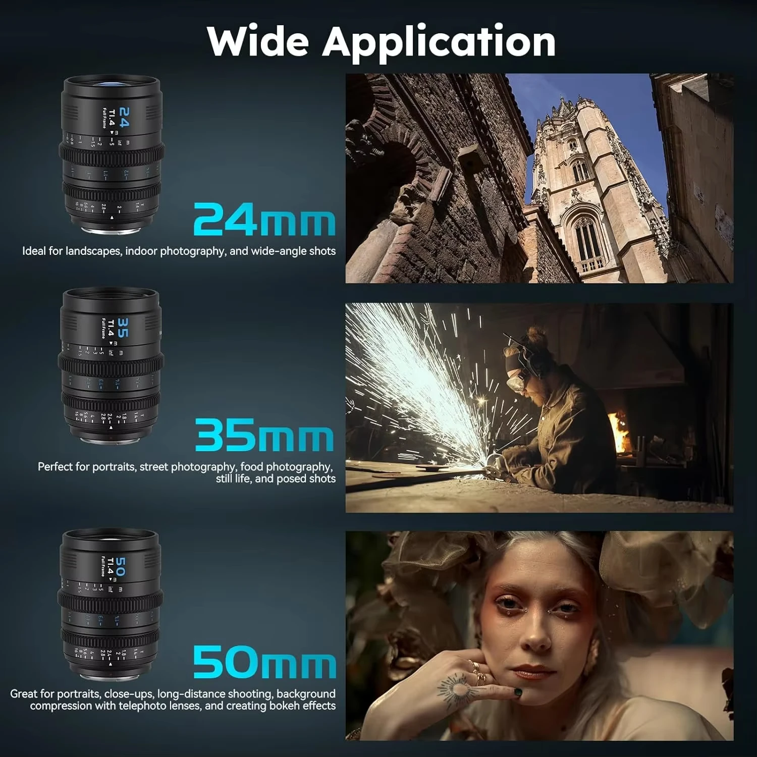 SIRUI Vision Prime 24mm 35mm 50mm T1.4 Cine Lens for E Mount