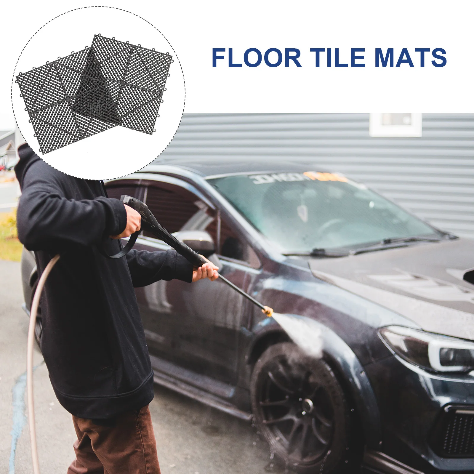 

2 Pcs Car Drainage Floor Mat Waterproof Square Plastic Mats Large Drainage Holes Non Fast Water Outdoor Pool for Concrete