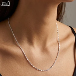 Effie Queen 925 Sterling Silver Twisted Curb Singapore Rope Chain 40cm 45cm 50cm 55cm 60cm Simple Chain Fashion Necklace SC02