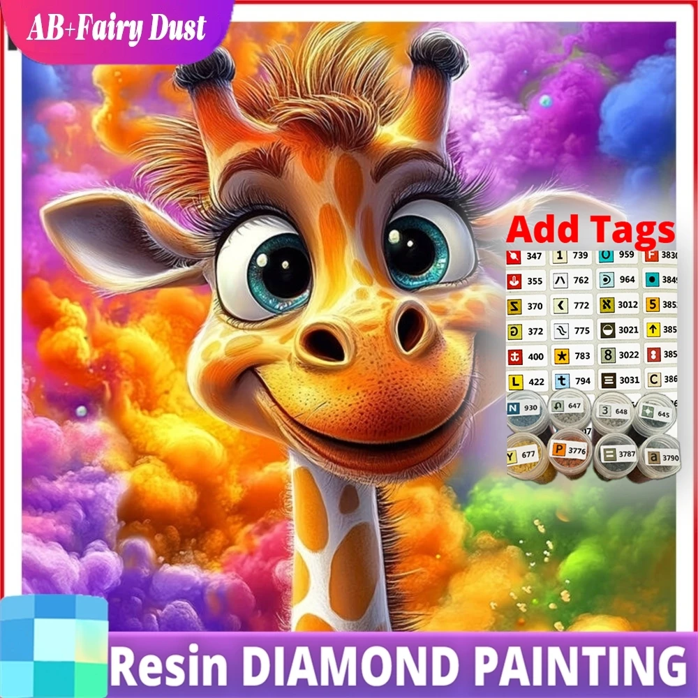 

Набор для вышивания алмазной мозаикой 5D DIY: Жираф (мультяшный персонаж) - полная вышивка, картина, крестиком, из смолы AB, с эффектом «волшебной пыли»