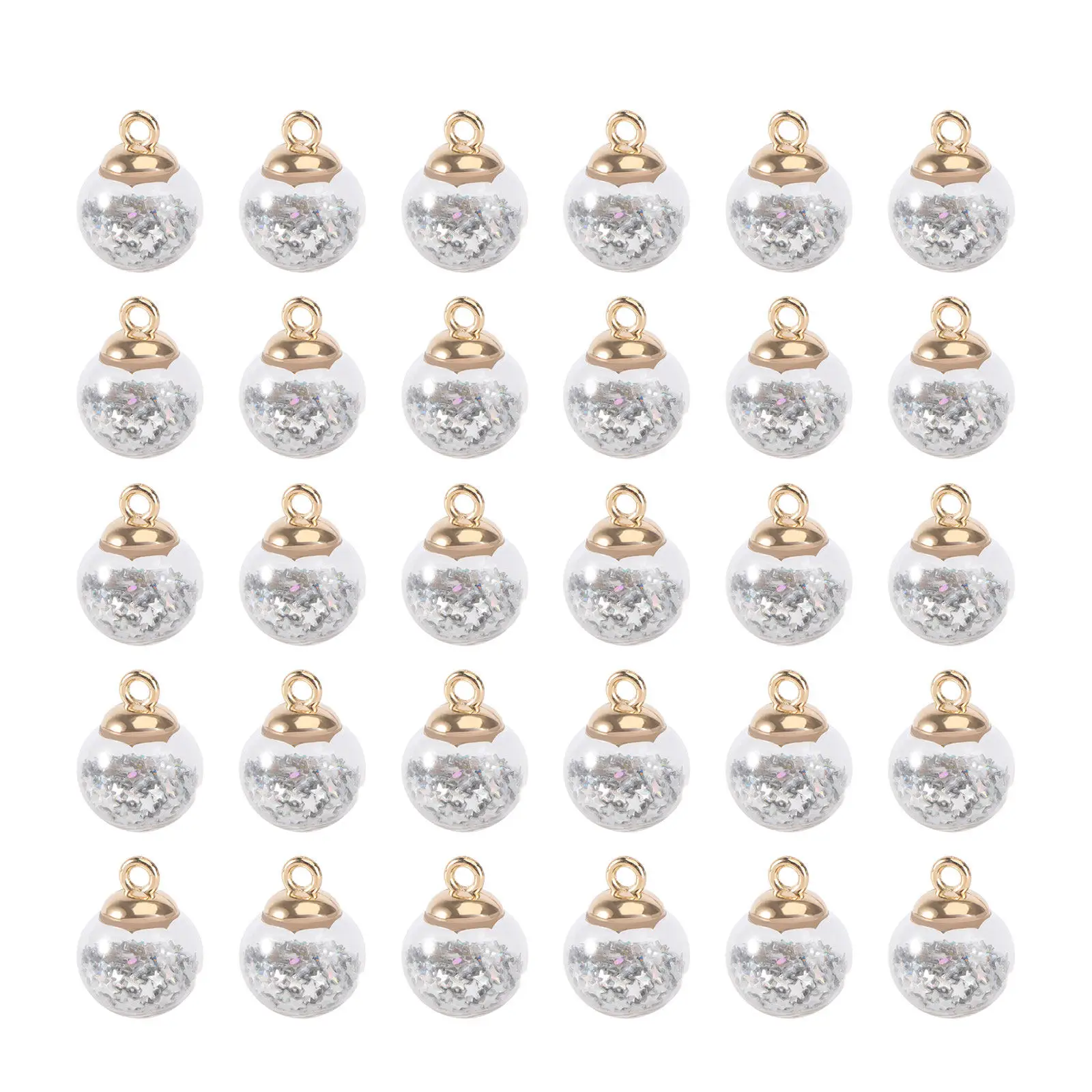 30Pcs Glitter Sequins Star Glass Balls DIY Handmade Jewelry Accessories Decorative Pendants Earrings Keychains Supplies