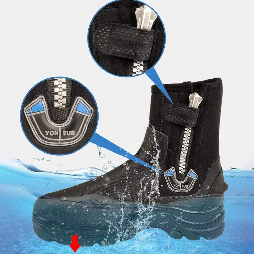 2pcs Shoes Thick-soled Vulcanized Shoes Neoprene Diving Boots 5m Water Shoes Wetsuit Booties With Non-slip Rubber Soles Parts