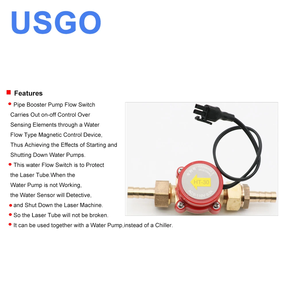 Water Flow Switch Sensor 8/10/12mm HT-30 Protect for CO2 Laser Engraving Cutting Machine