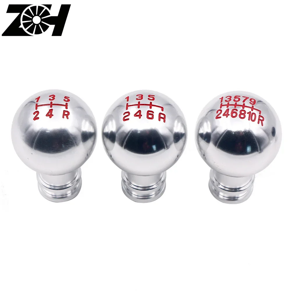 Universal 5 6 10 Speed Car Ball Shape Gear Shift Knob Aluminium Shifter Gearstick Lever Manual Transmission AT MT