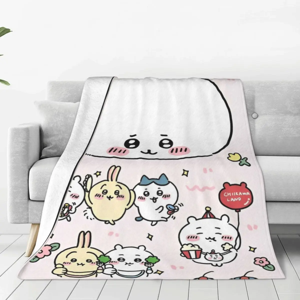 Cute Chiikawa Warm Blanket Travel Office Plush Throw Blanket Comfortable Couch Bed Flannel Bedspread Sofa Bed Cover