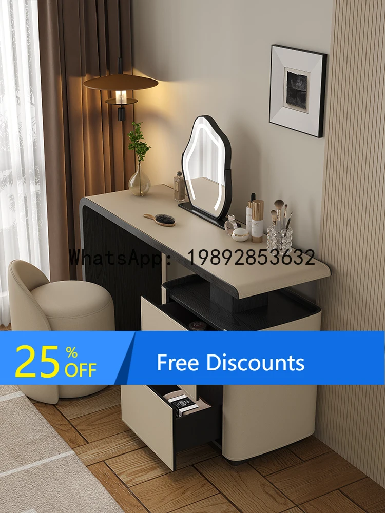 ZK Light Luxury Saddle Leather Simple Desk Bedside Bed End Makeup Table