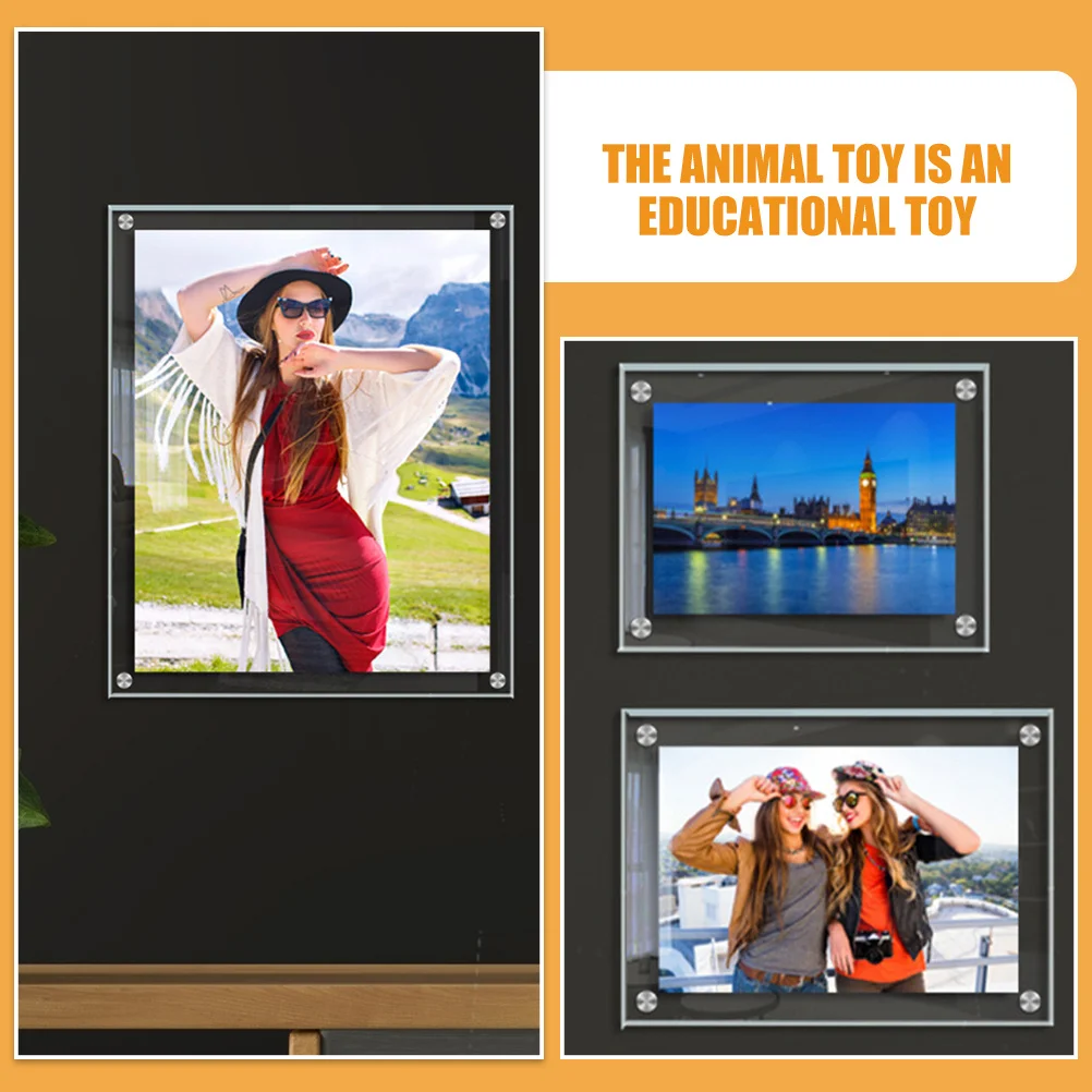 

M Size Clear Acrylic Photo Frame Wall Mountable Picture Frame for Home Decor Modern Style Display Picture Frames