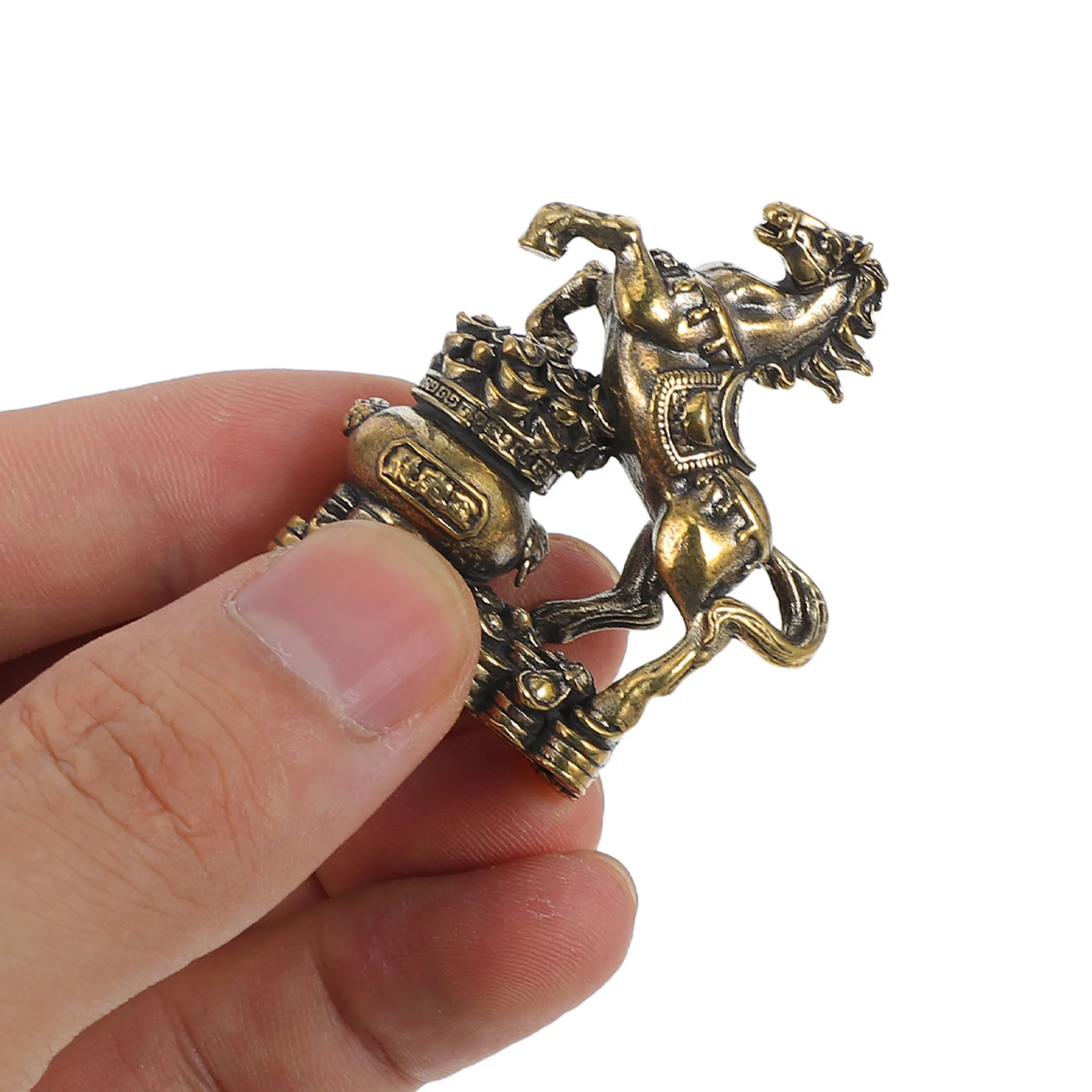 

3Pcs Lucky Chinese Brass Horse Statue Decorative Wealth Feng Shui Year of The Horse Prosperity Ornament Home Office Display