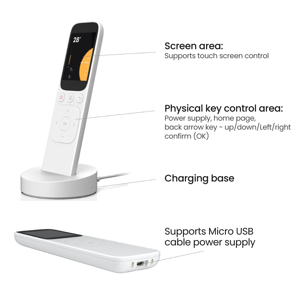 AVATTO-Controle Remoto Tuya Smart Handheld Touch Screen, Eletrodoméstico, Wi-Fi, IR, Centro de Controle, Interruptor do Painel de Cenário