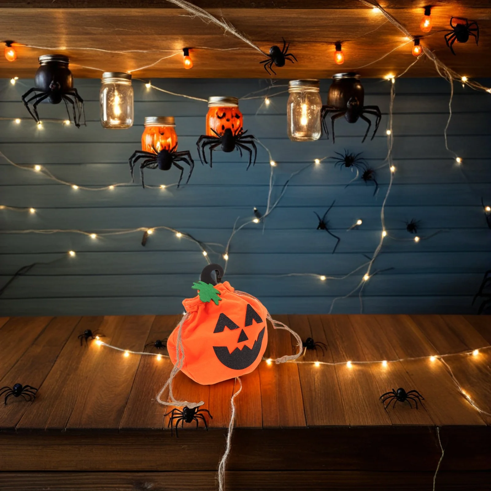 

6pcs Halloween Candy Bags Pumpkin Themed Trick Or Treat Handheld Tote Non-Woven Reusable Party Fall Festive Event Halloween