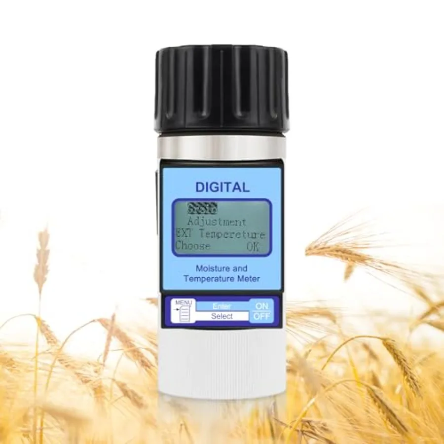 Grain Moisture Meter for Agricultural Use ABS Plastic Black High Precision with Dual Moisture Temperature Display Suitable for