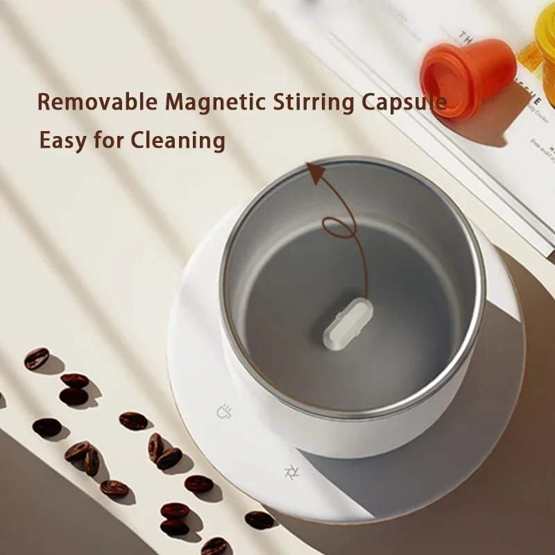 2 in 1 Coffee Cup Warmer Automatic Magnetic Stirring Mug for Home Office USB Electric Mixing Cup Beverage Warmer Heating Plate