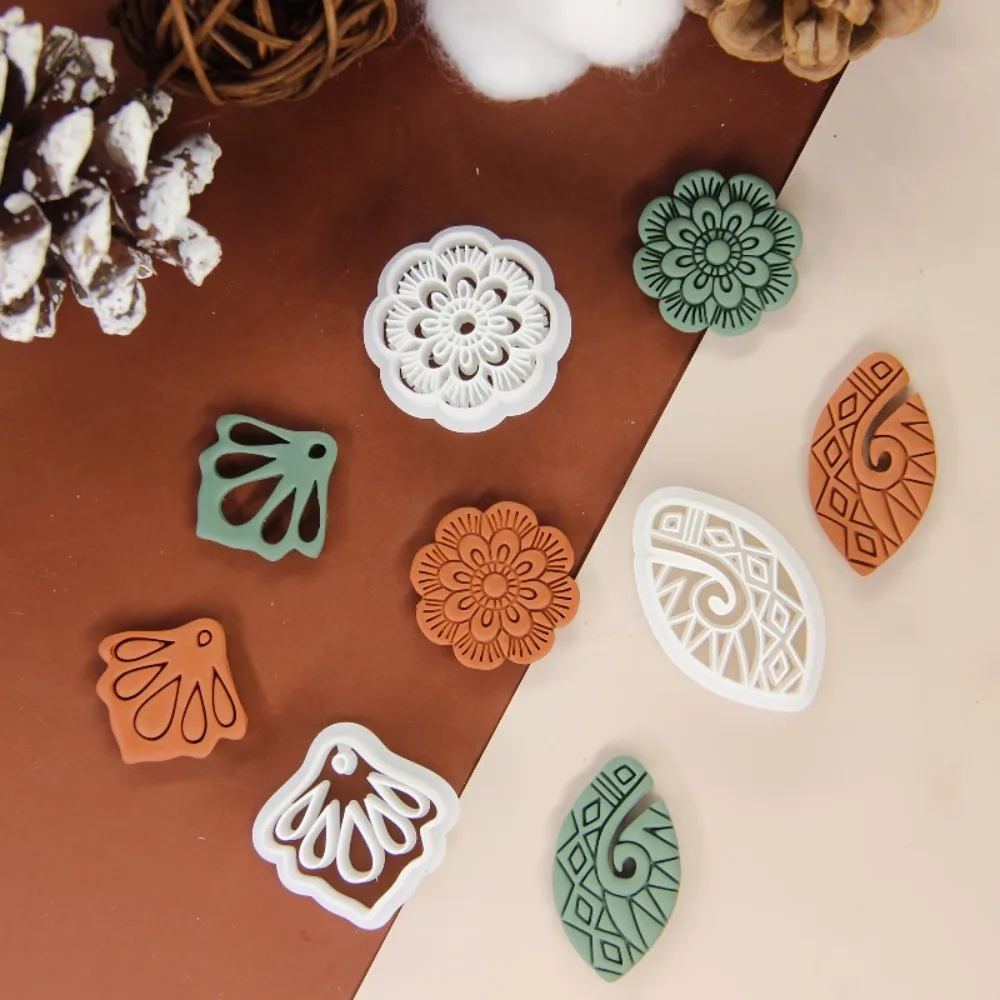 3Pcs Floral & Bohemian Polymer Clay Cutters Set, Flower & Oval Shaped Molds for DIY Earrings & Jewelry