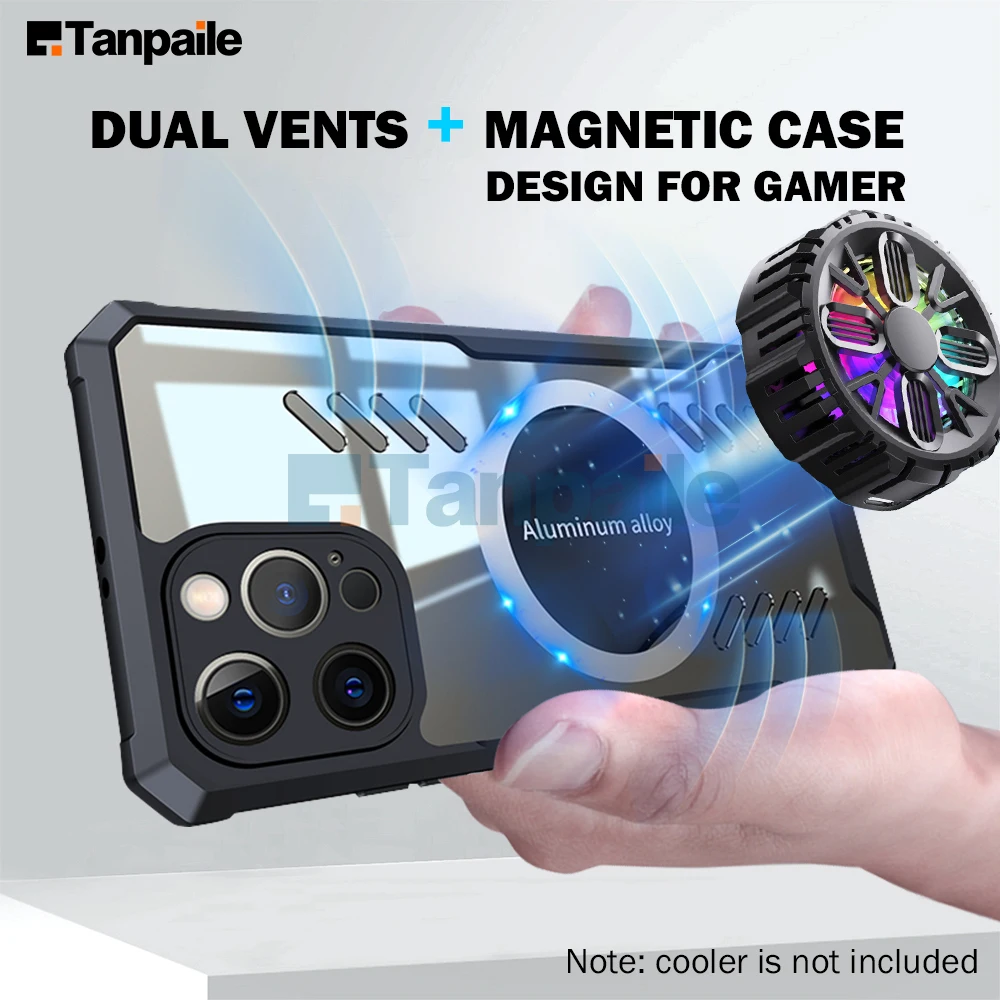 Magnetic Cooling Case For iPhone 16 Pro Max Plus Case 15 14 13 12 11 Case Shockproof Gaming Funda Bumper Heat Dissipation Cover