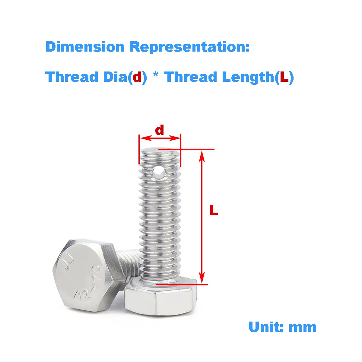 

304 Stainless Steel Tail With Hole Outer Hexagonal Screw/Perforated Bolt M6-M16