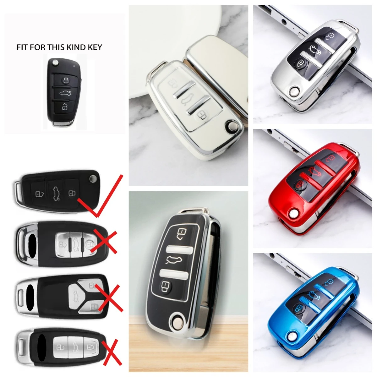 

Мягкий чехол для автомобильного ключа из ТПУ для Audi A1 A3 A6 A6L Q2 Q3 Q7 TTS R8 S6 RS3, защитный чехол для ключа, брелок, автомобильные аксессуары